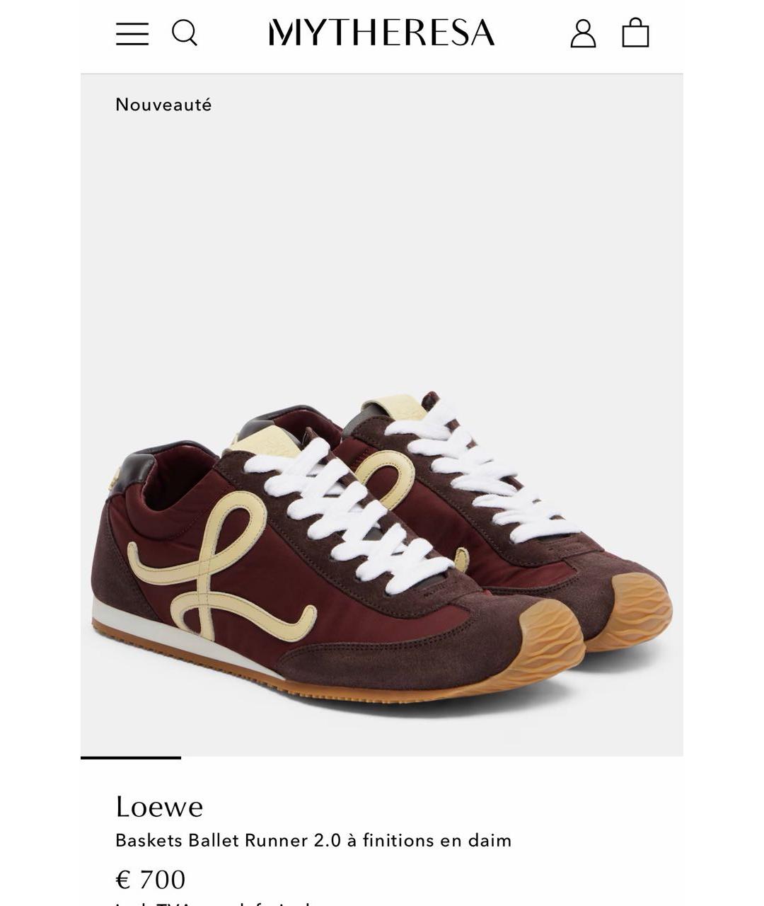 LOEWE Коричневые замшевые кеды, фото 6
