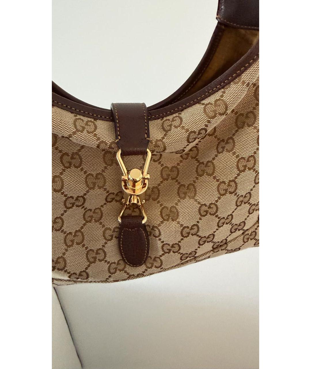 GUCCI Коричневая тканевая сумка с короткими ручками, фото 6