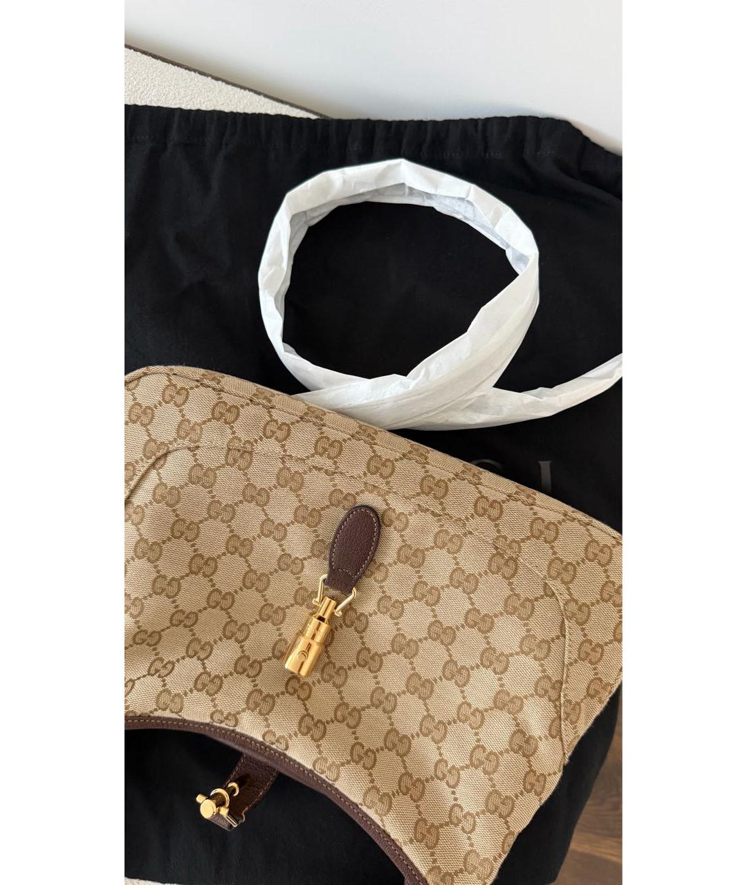 GUCCI Коричневая тканевая сумка с короткими ручками, фото 7