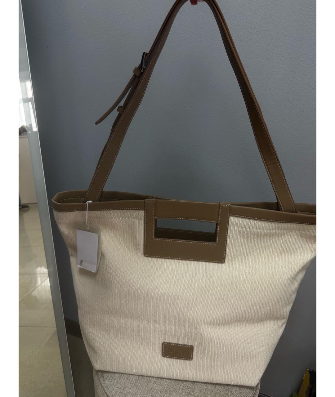 MAX MARA Бежевая хлопковая сумка тоут, фото 3