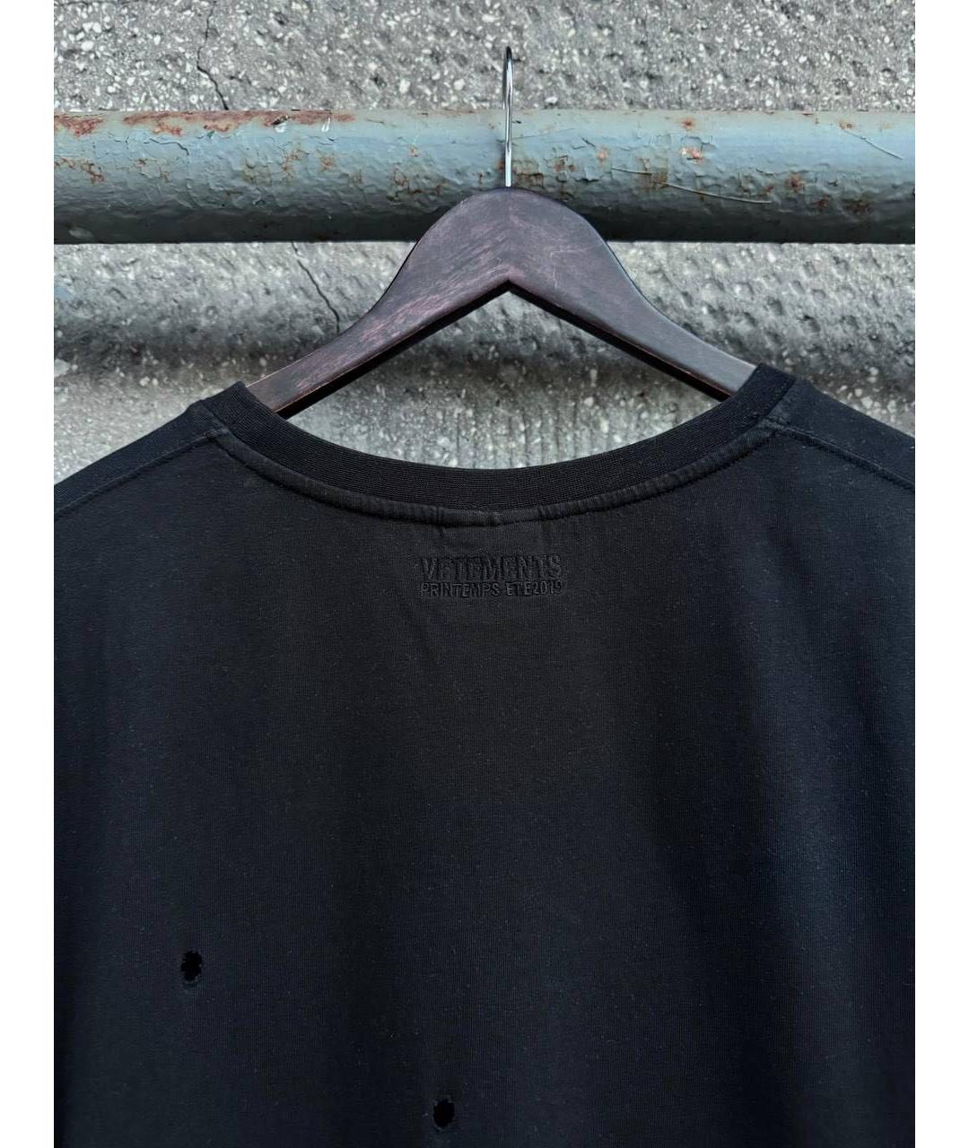 VETEMENTS Черная хлопковая футболка, фото 4