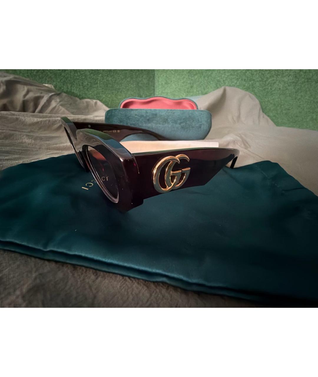 GUCCI Коричневые пластиковые солнцезащитные очки, фото 2