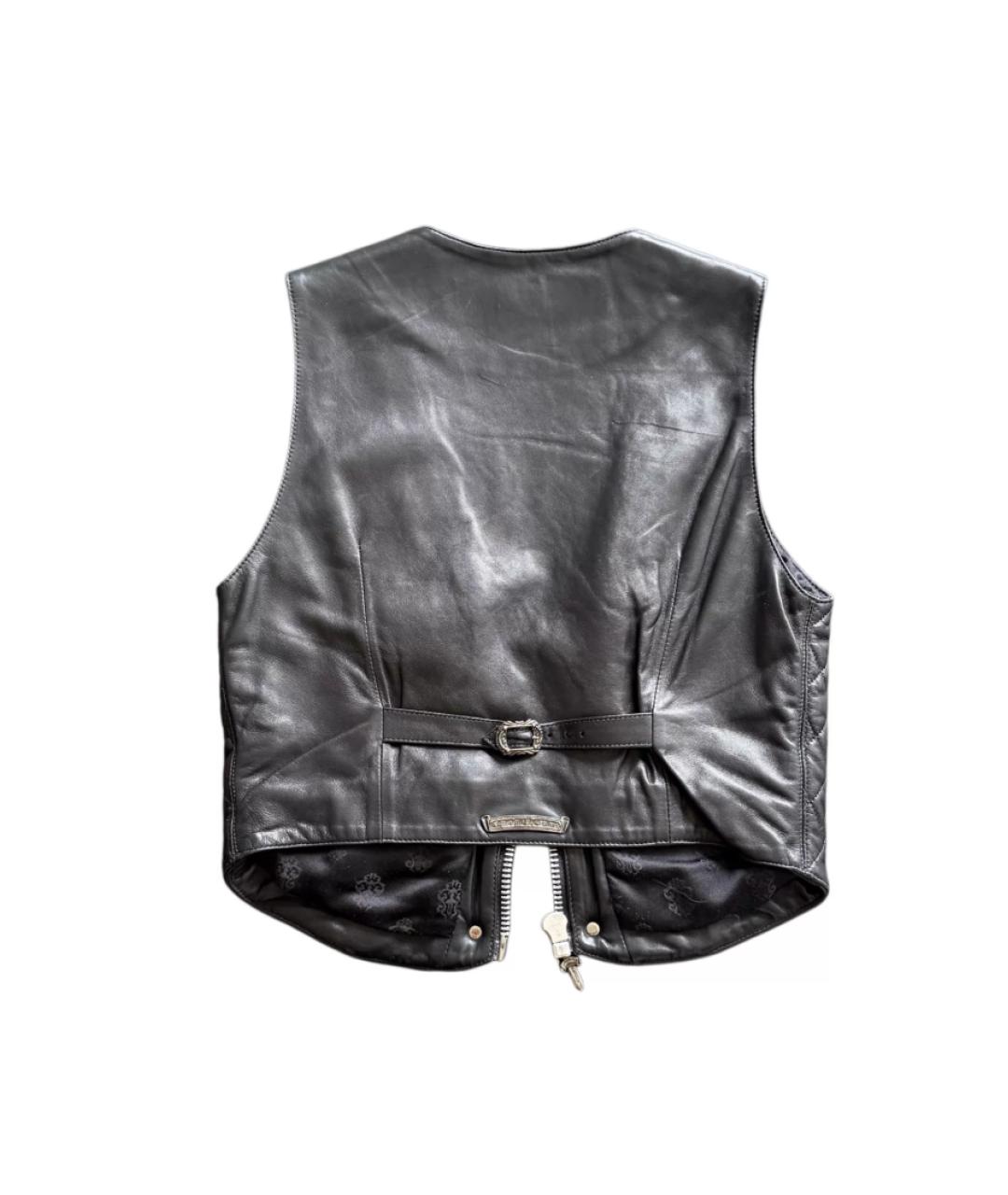 CHROME HEARTS Черный кожаный жилет, фото 5