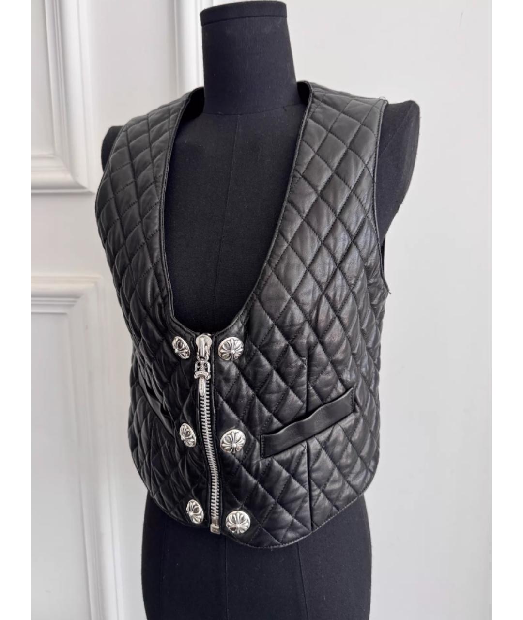 CHROME HEARTS Черный кожаный жилет, фото 3