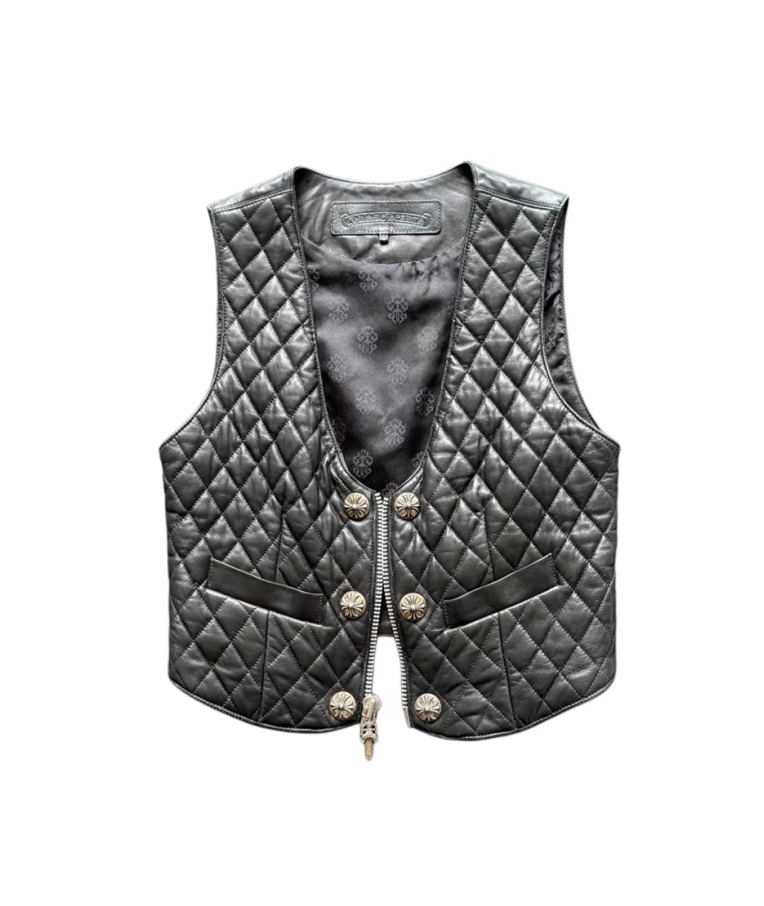 CHROME HEARTS Черный кожаный жилет, фото 6