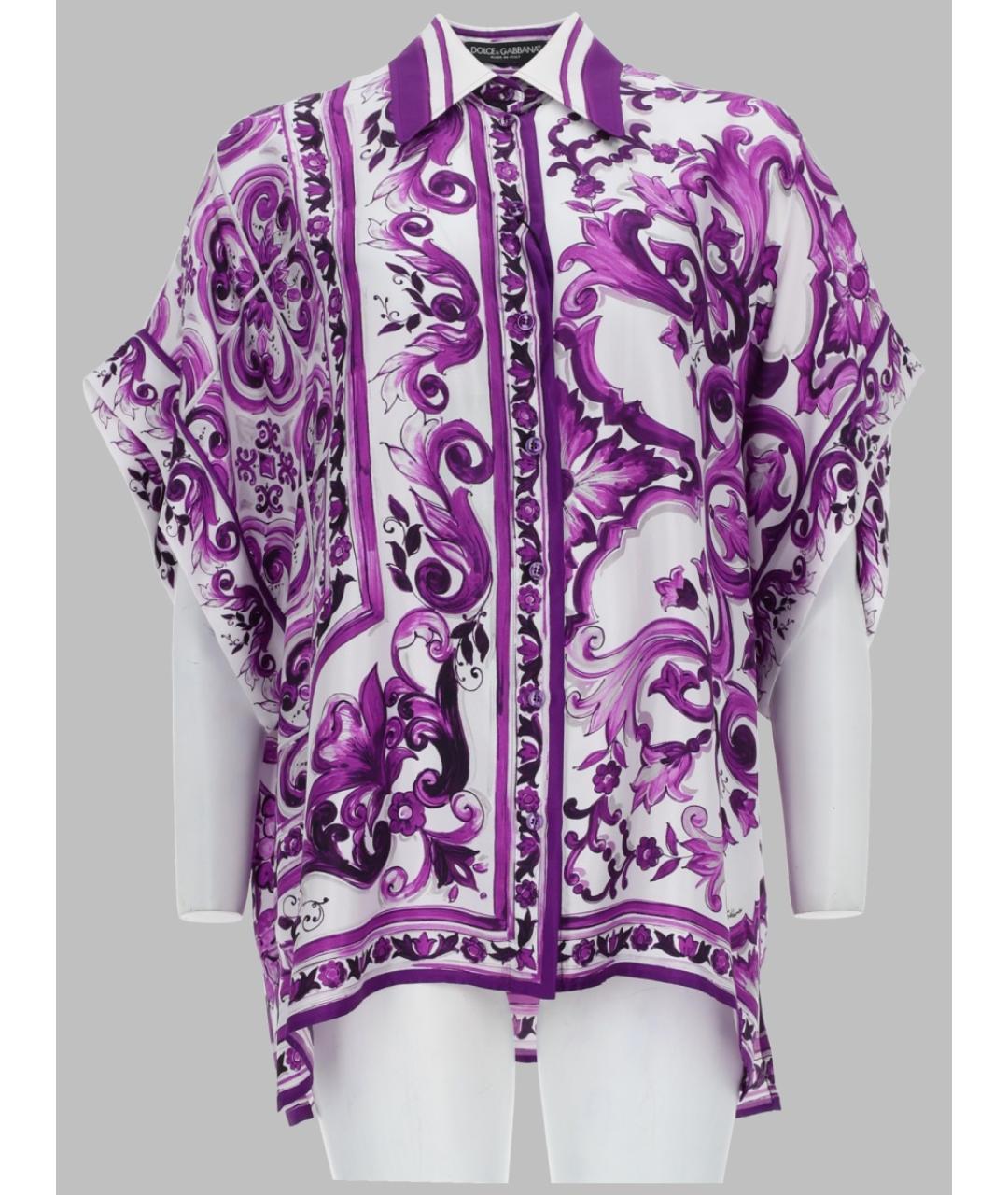 DOLCE&GABBANA Фиолетовая шелковая рубашка, фото 3
