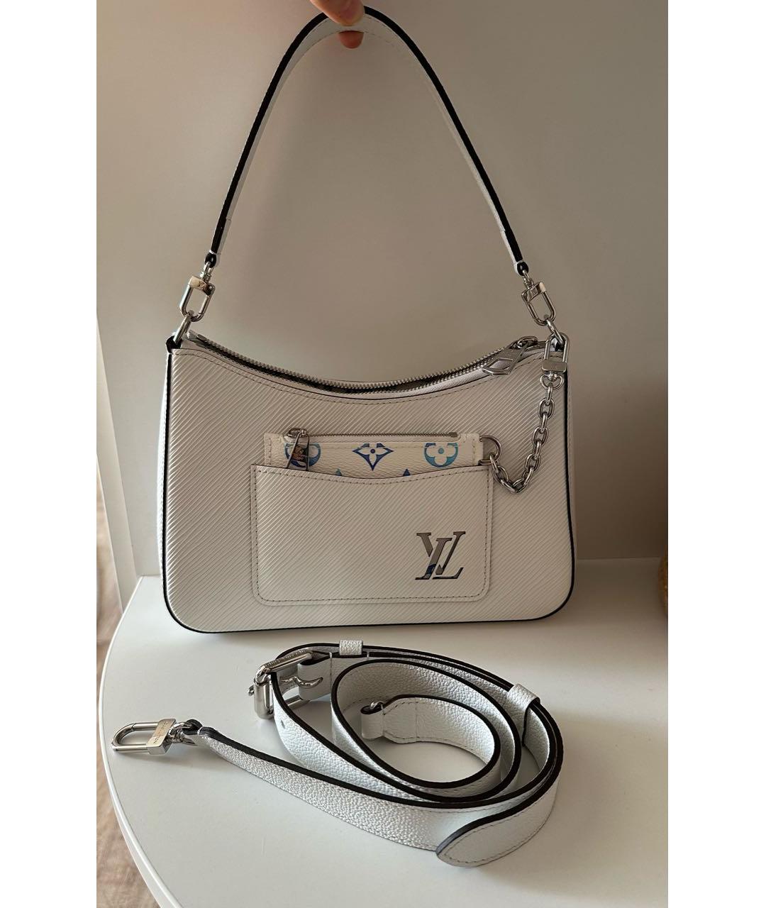 LOUIS VUITTON Белая кожаная сумка через плечо, фото 9