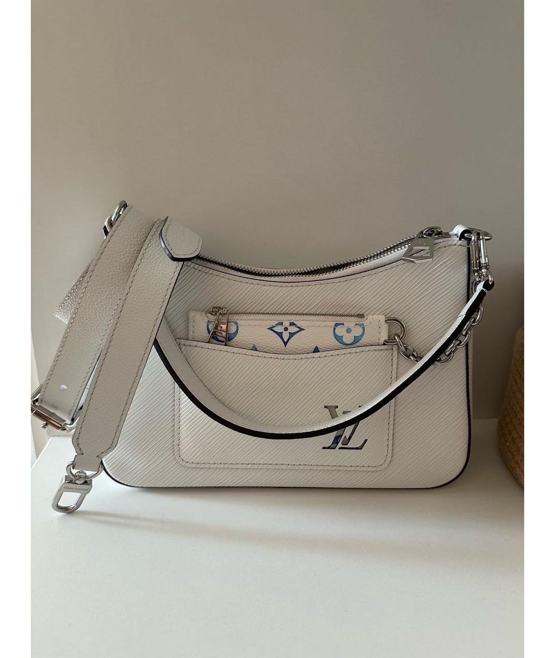 LOUIS VUITTON Белая кожаная сумка через плечо, фото 8