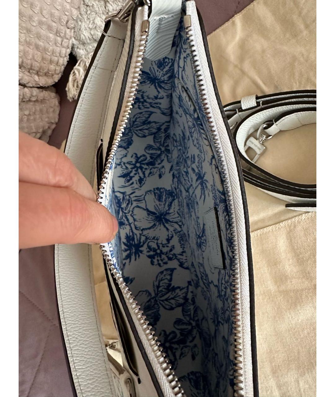 LOUIS VUITTON Белая кожаная сумка через плечо, фото 7