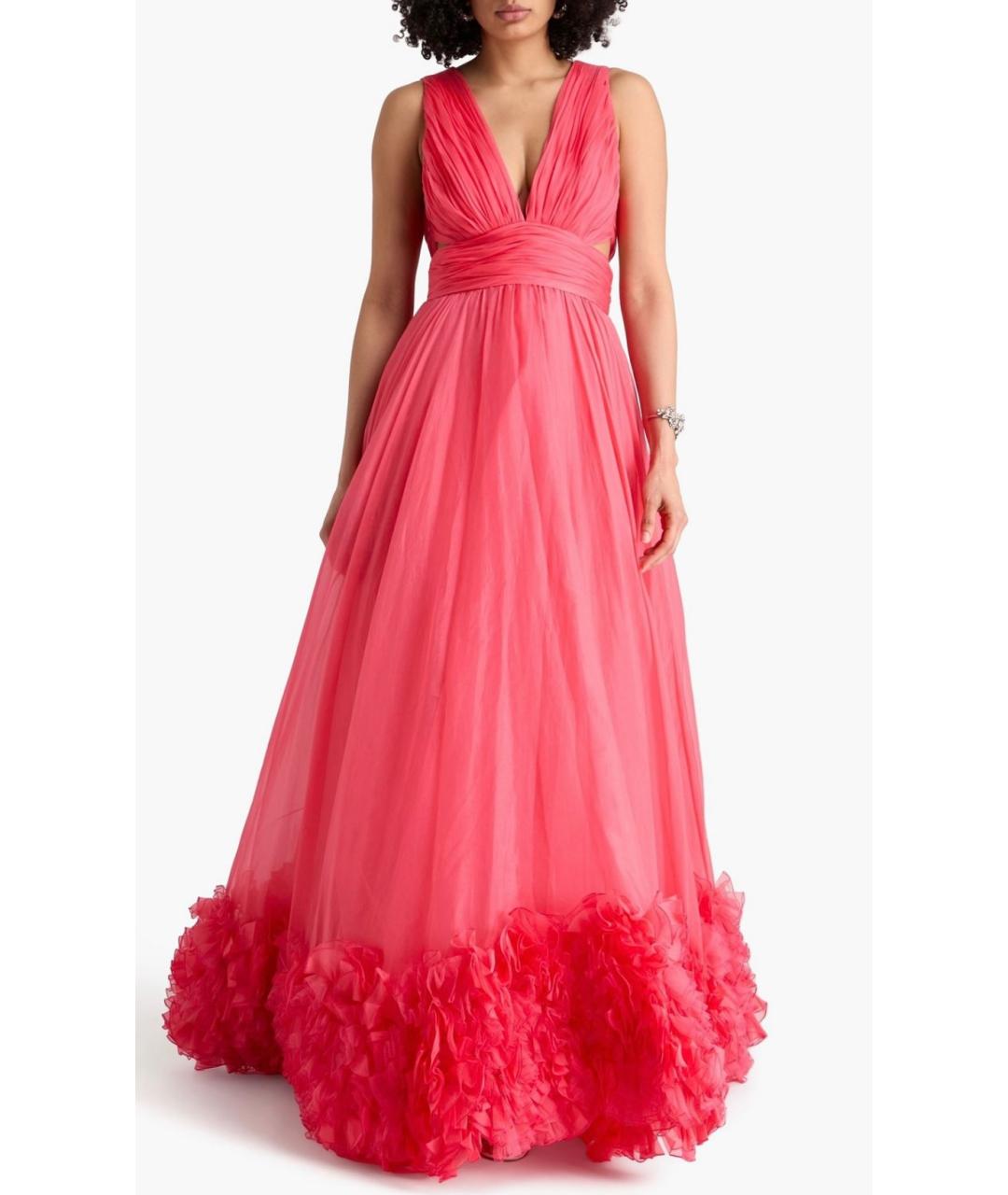 ZUHAIR MURAD Коралловое шелковое коктейльное платье, фото 2