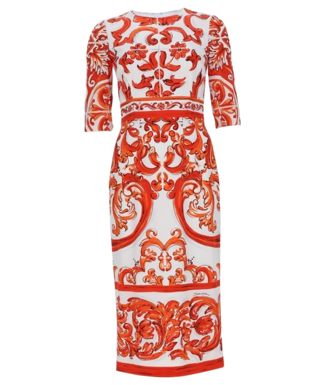 DOLCE&GABBANA Оранжевое шелковое повседневное платье, фото 1