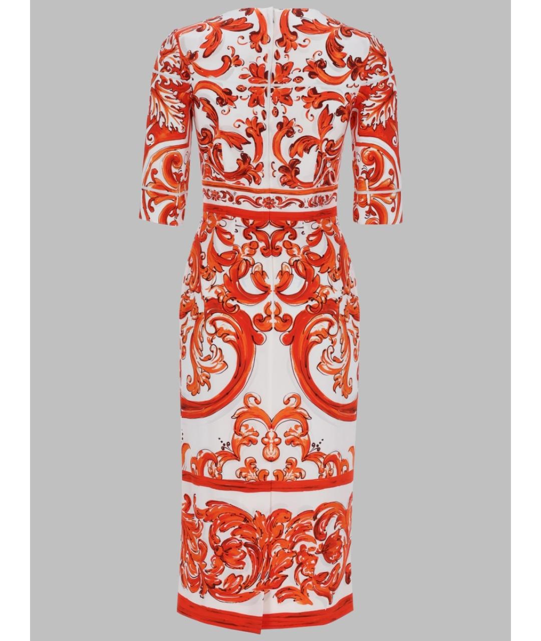 DOLCE&GABBANA Оранжевое шелковое повседневное платье, фото 2