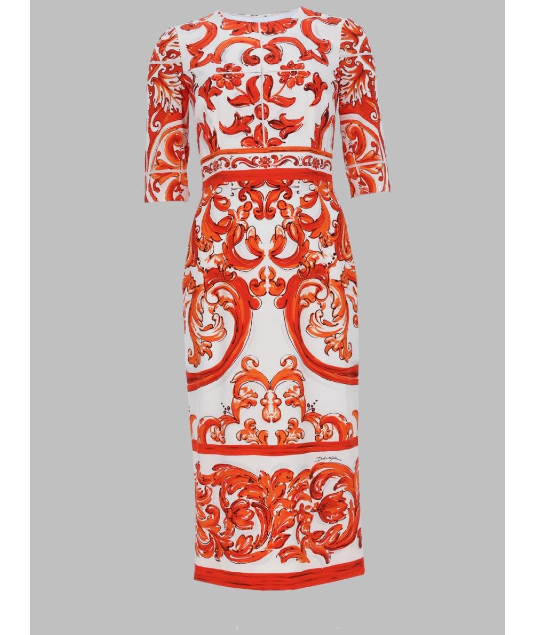 DOLCE&GABBANA Оранжевое шелковое повседневное платье, фото 3