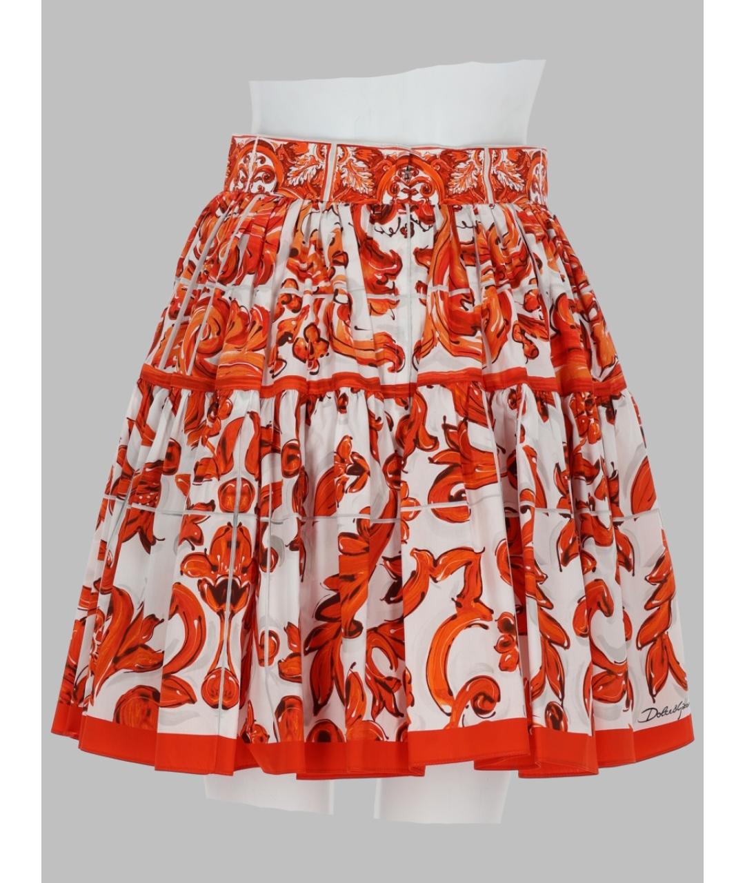 DOLCE&GABBANA Оранжевая хлопковая юбка мини, фото 2