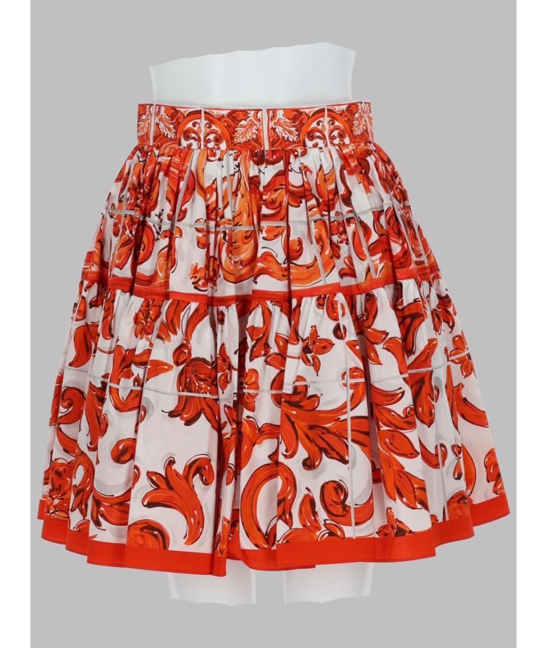 DOLCE&GABBANA Оранжевая хлопковая юбка мини, фото 3