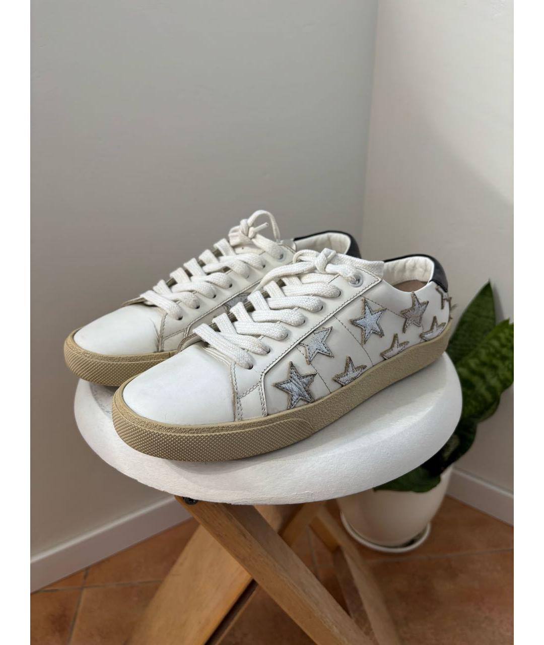 SAINT LAURENT Белые кожаные кеды, фото 2