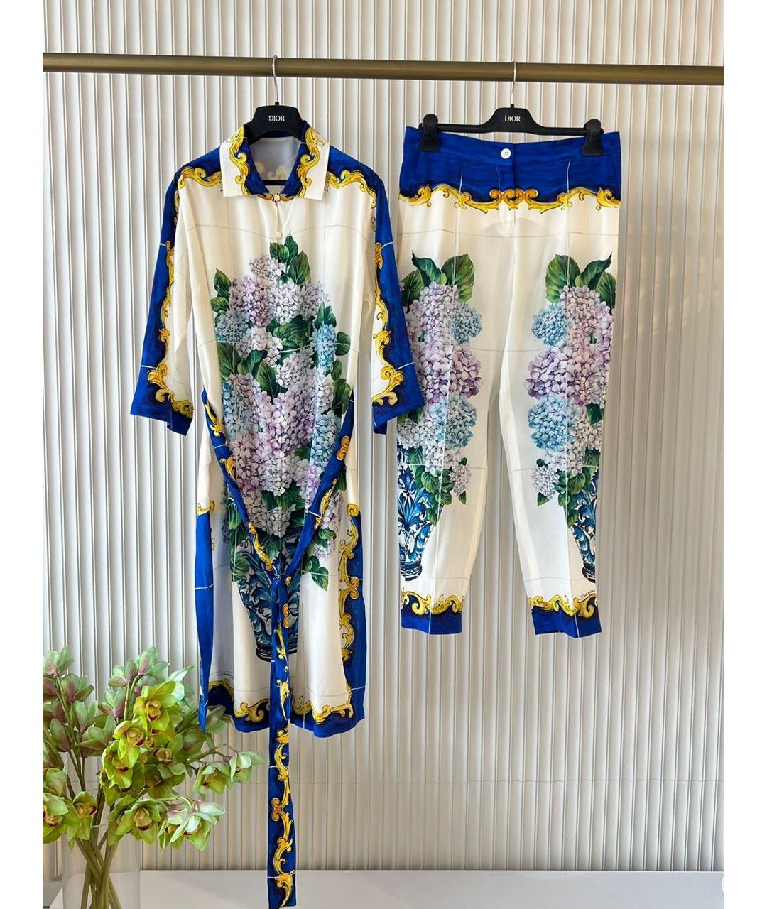 DOLCE&GABBANA Мульти шелковый костюм с брюками, фото 9
