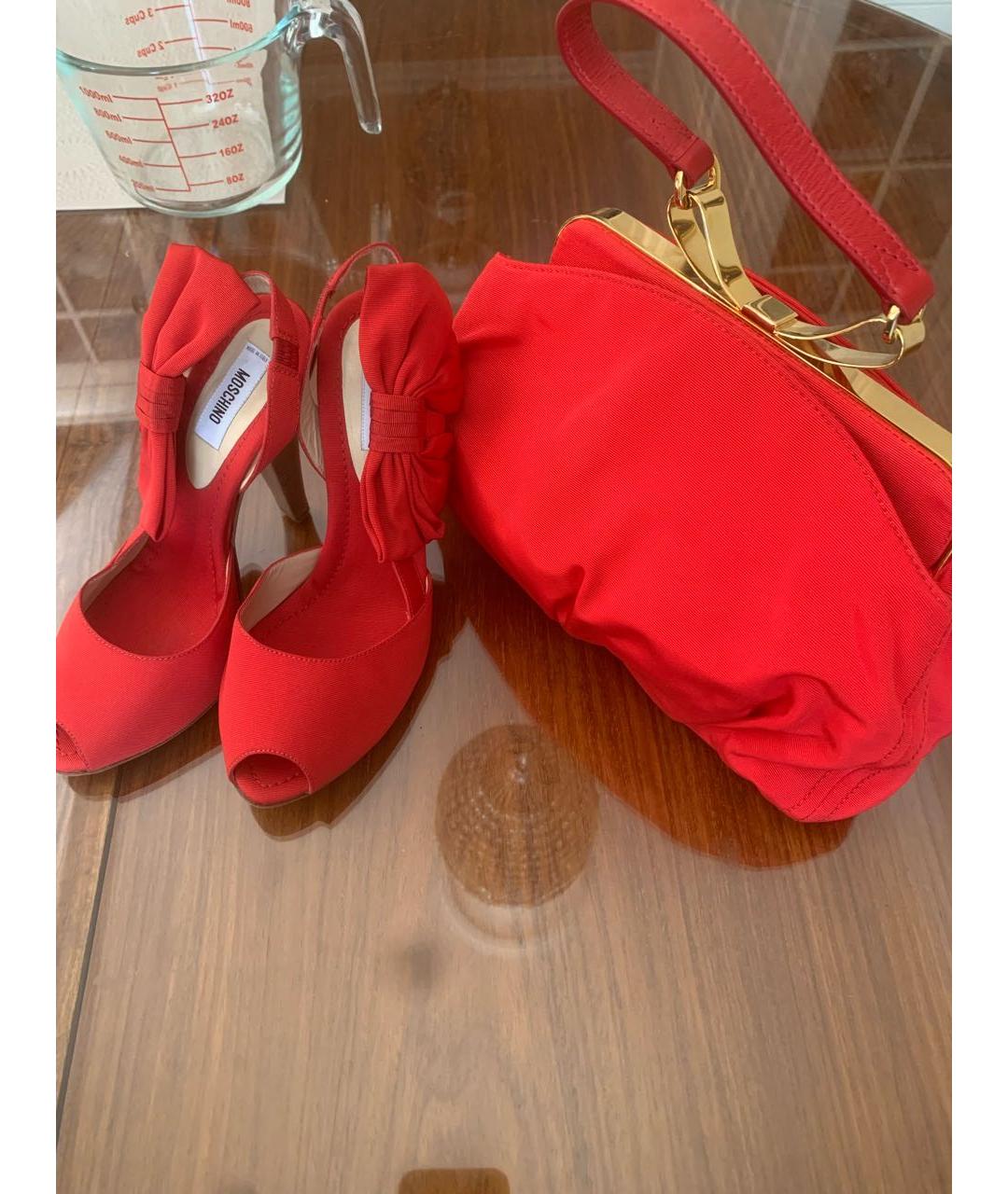 MOSCHINO Красные текстильные босоножки, фото 6