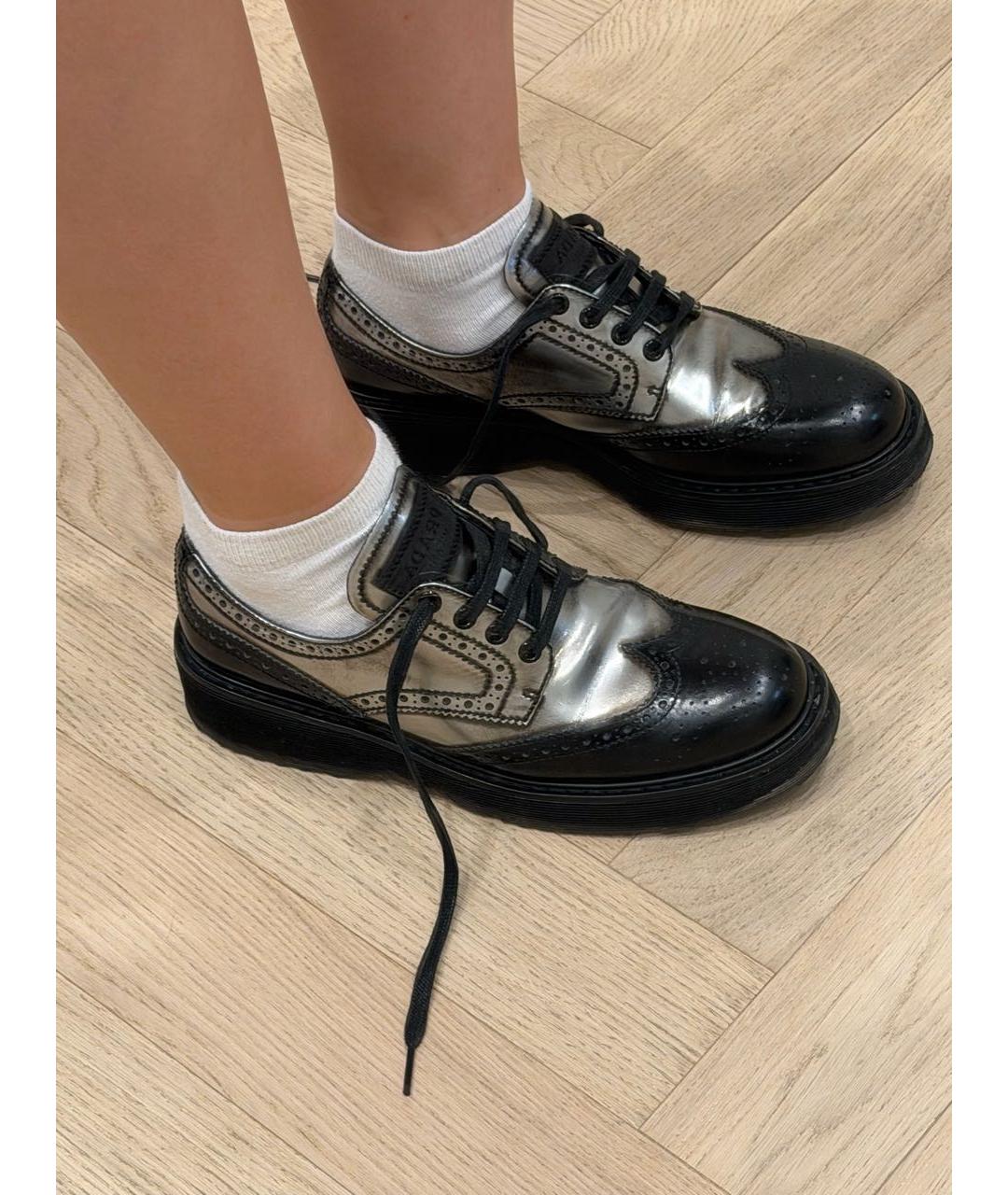 PRADA Серебряные кожаные лоферы, фото 4