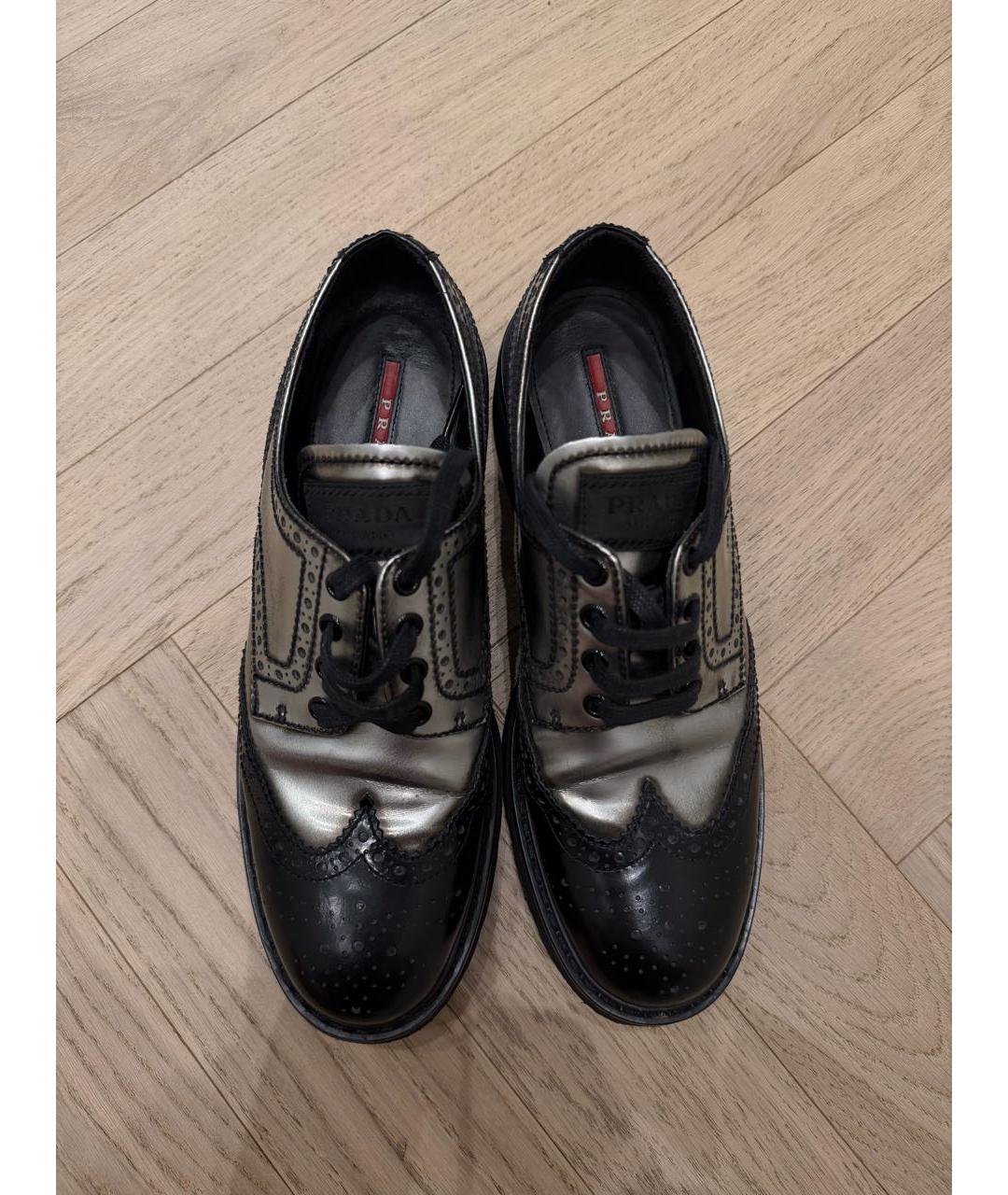 PRADA Серебряные кожаные лоферы, фото 3