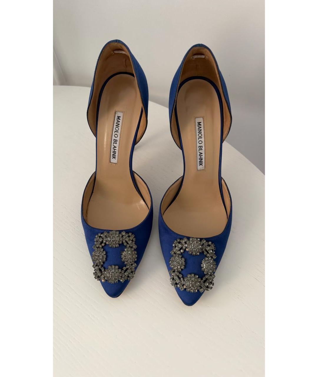MANOLO BLAHNIK Синие текстильные туфли, фото 2