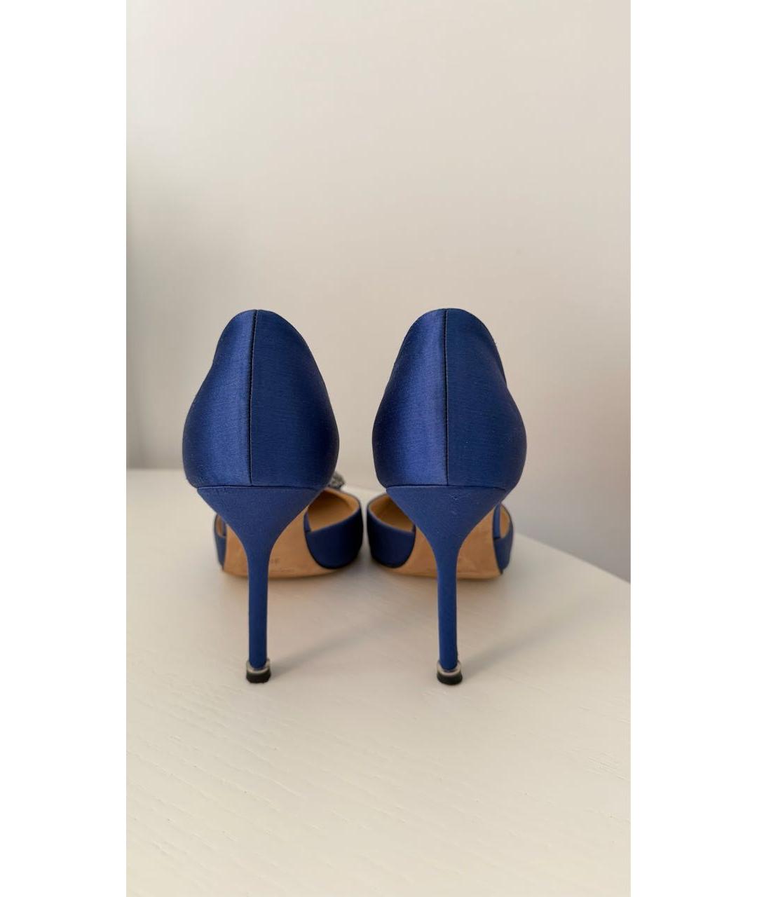 MANOLO BLAHNIK Синие текстильные туфли, фото 4