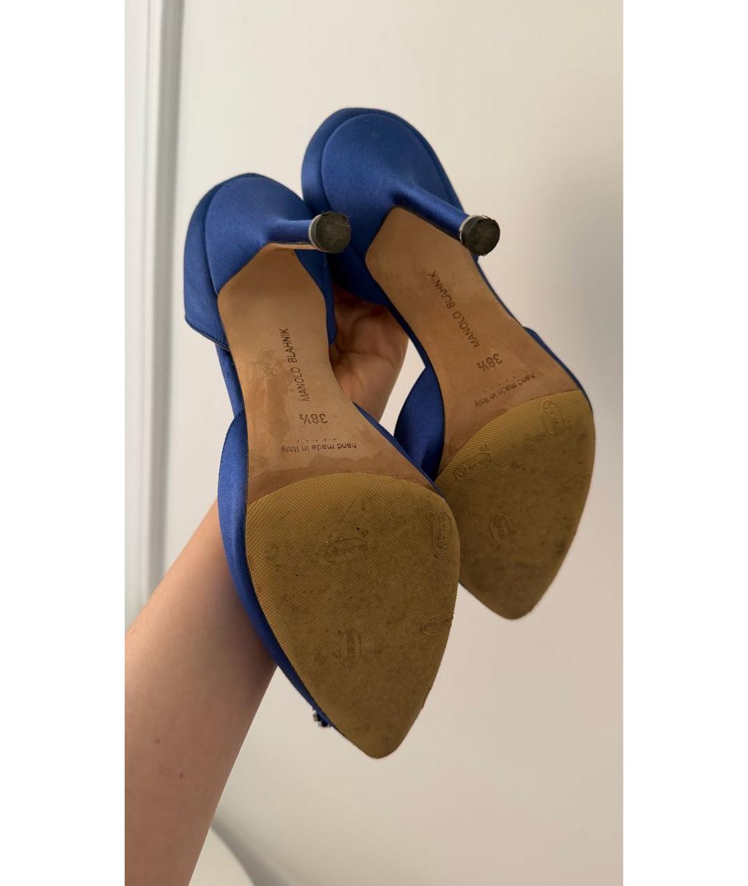 MANOLO BLAHNIK Синие текстильные туфли, фото 5