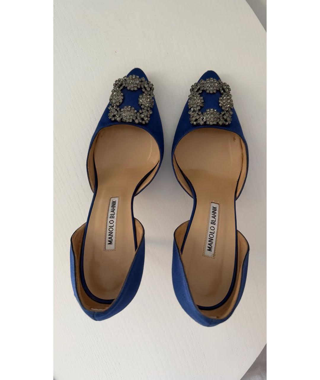 MANOLO BLAHNIK Синие текстильные туфли, фото 3