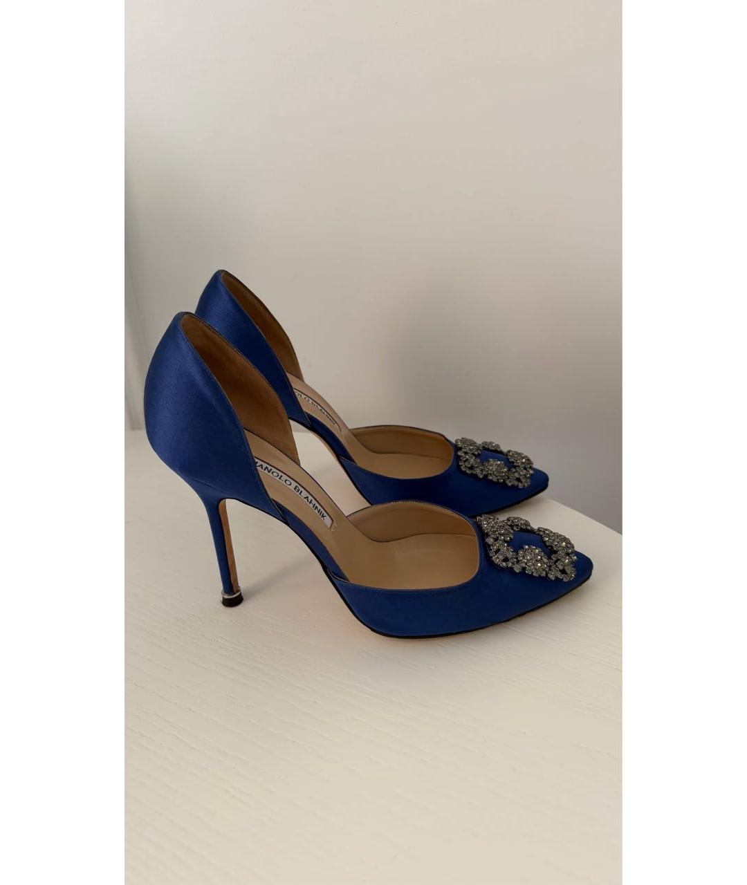 MANOLO BLAHNIK Синие текстильные туфли, фото 8