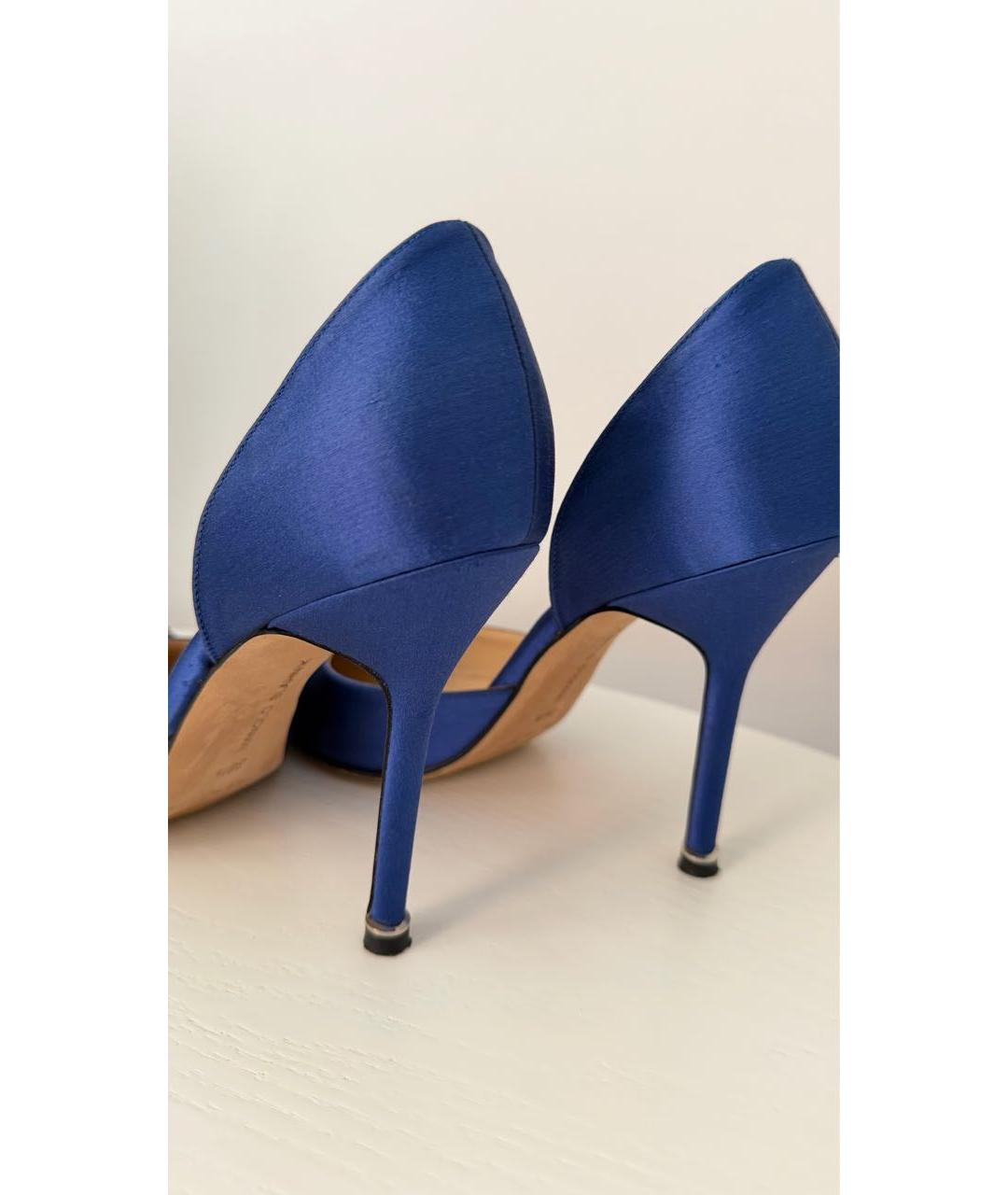 MANOLO BLAHNIK Синие текстильные туфли, фото 7