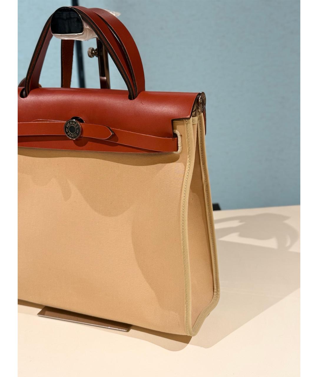 HERMES Горчичная тканевая сумка через плечо, фото 4