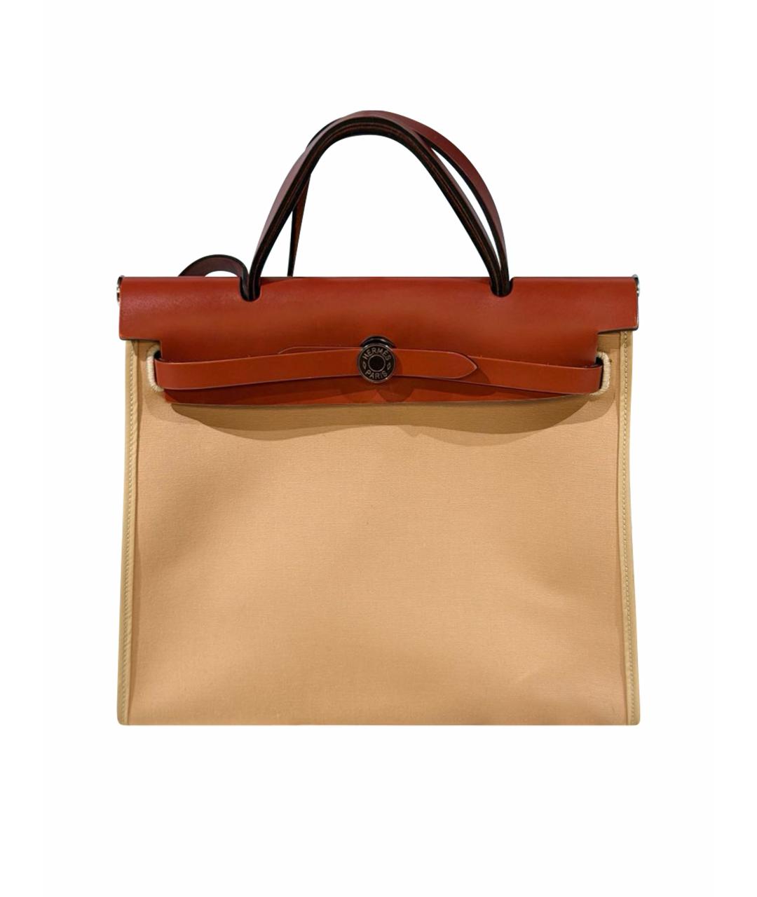HERMES Горчичная тканевая сумка через плечо, фото 1