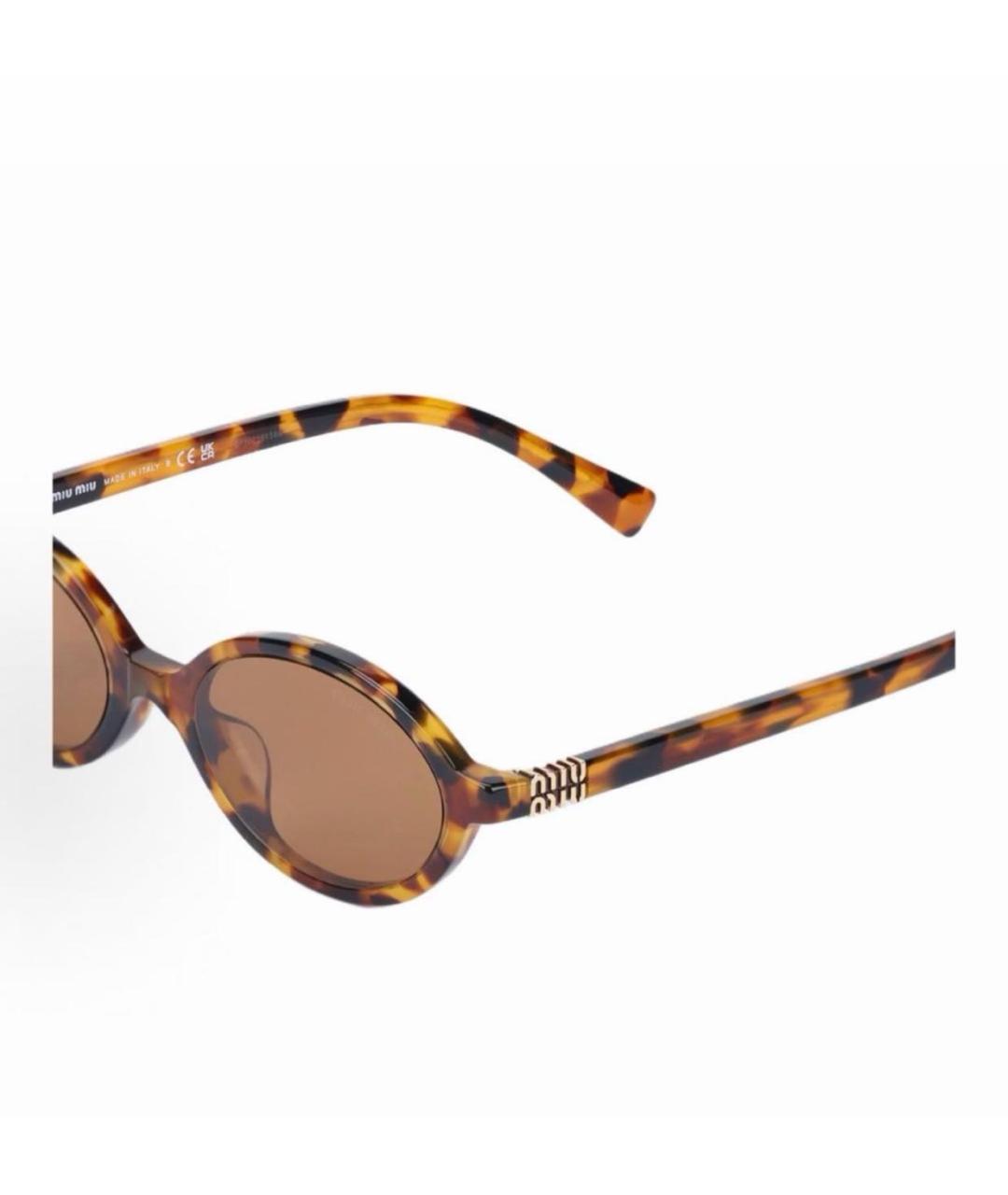 MIU MIU Коричневые пластиковые солнцезащитные очки, фото 3