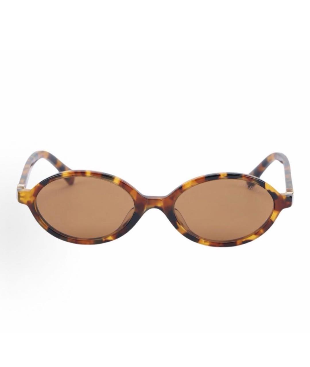 MIU MIU Коричневые пластиковые солнцезащитные очки, фото 4
