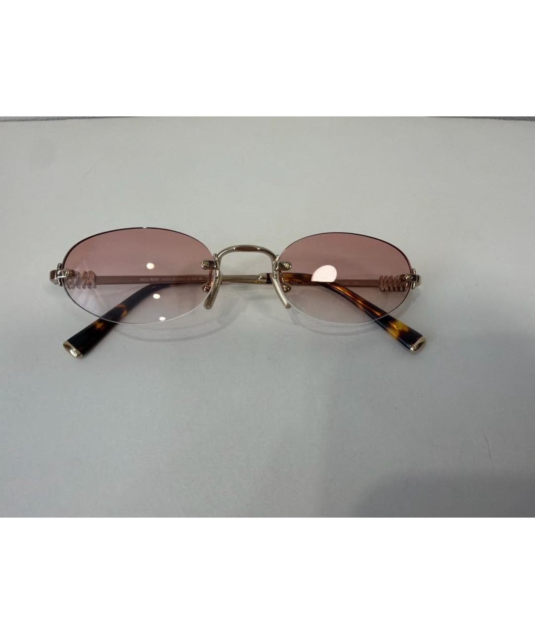 MIU MIU Розовые металлические солнцезащитные очки, фото 8