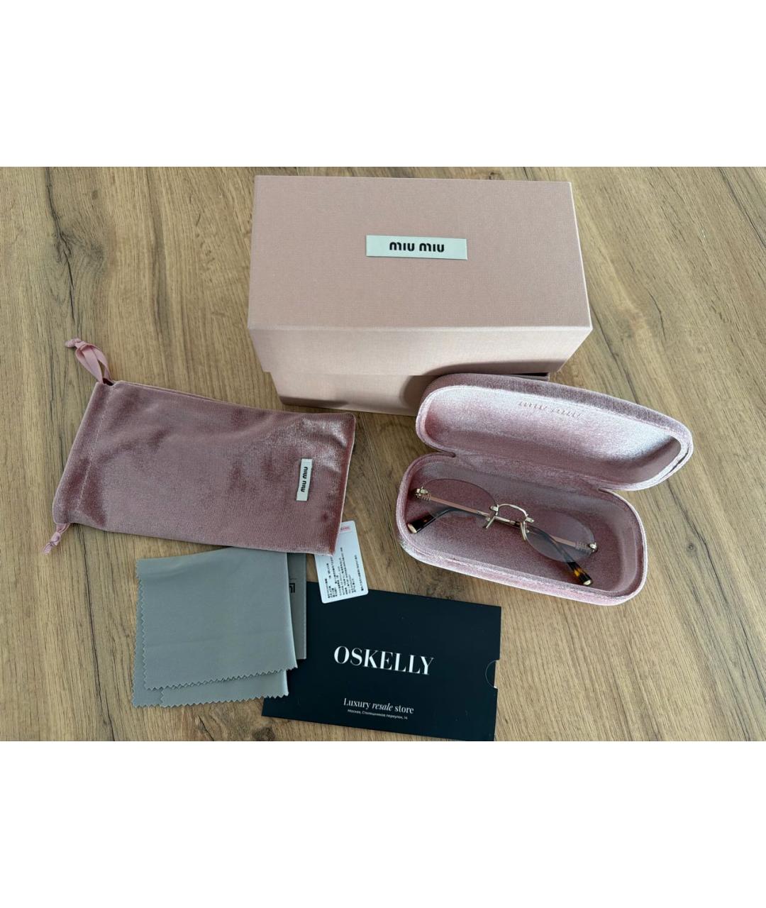 MIU MIU Розовые металлические солнцезащитные очки, фото 5