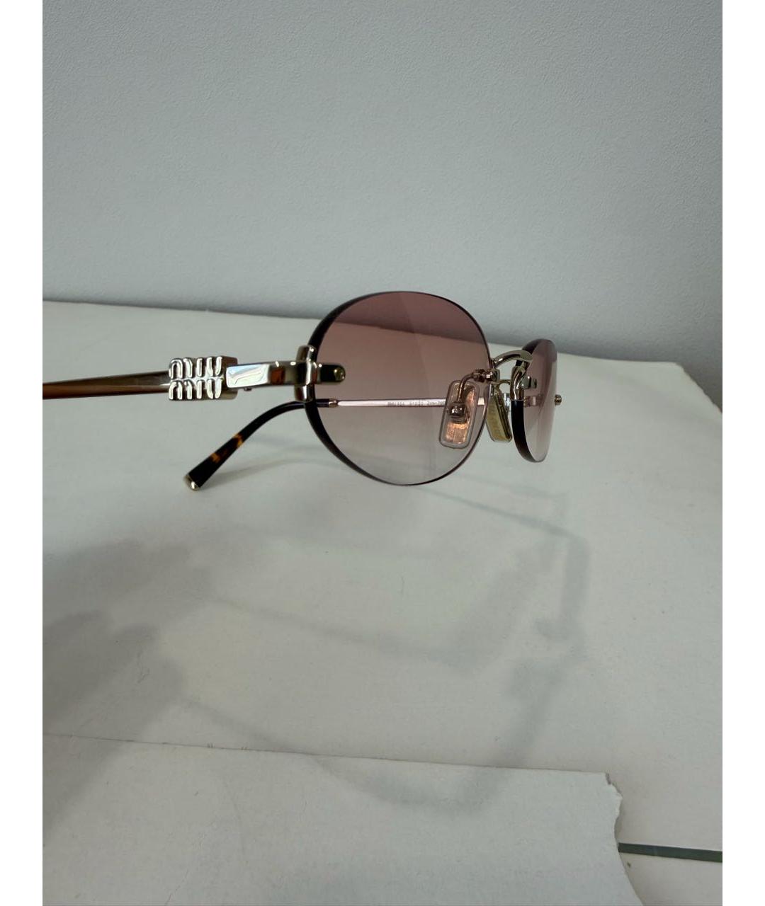 MIU MIU Розовые металлические солнцезащитные очки, фото 3