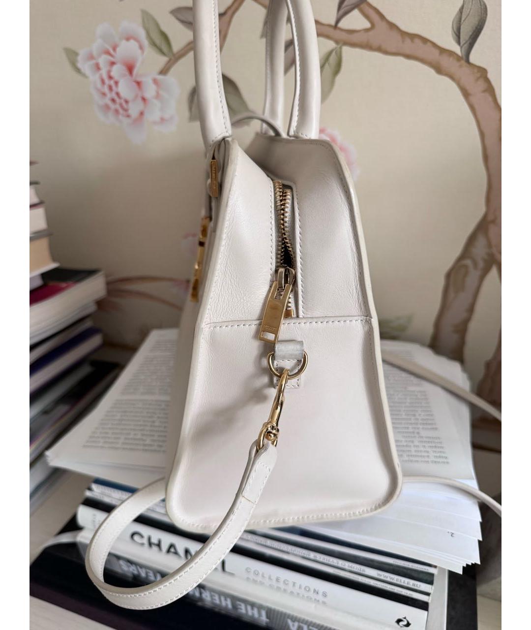 SAINT LAURENT Белая кожаная сумка с короткими ручками, фото 4