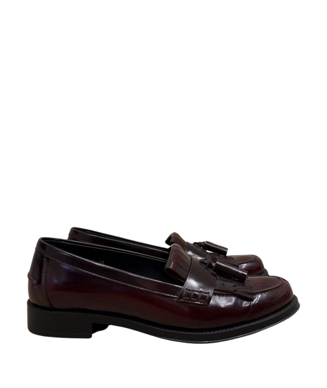 TOD'S Бордовые кожаные лоферы, фото 1