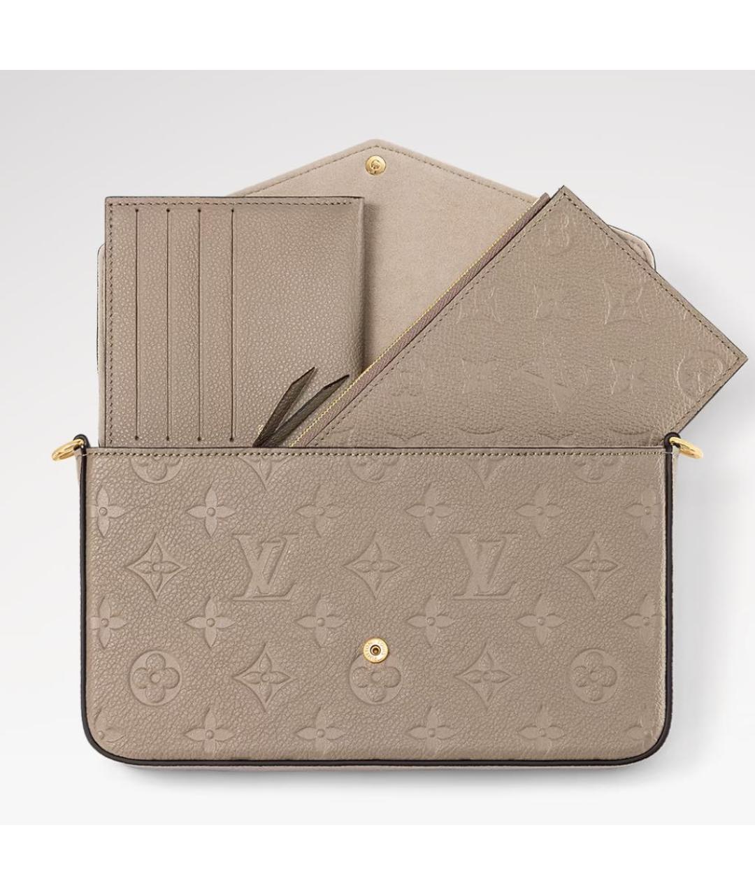 LOUIS VUITTON Бежевая кожаная сумка через плечо, фото 3