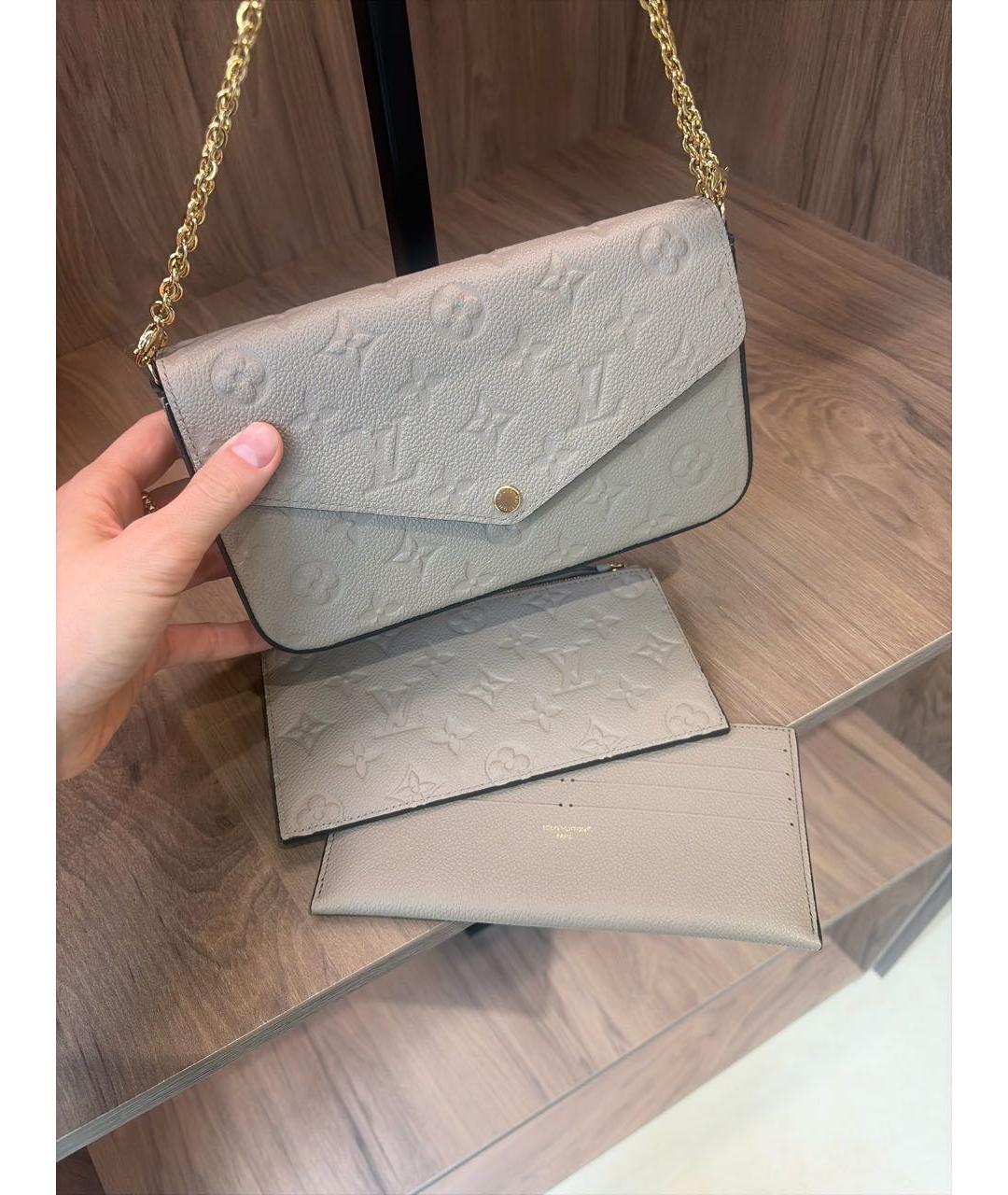 LOUIS VUITTON Бежевая кожаная сумка через плечо, фото 5