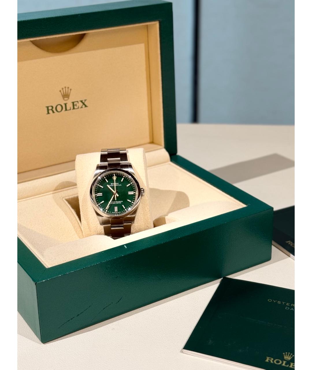 ROLEX Зеленые металлические часы, фото 4