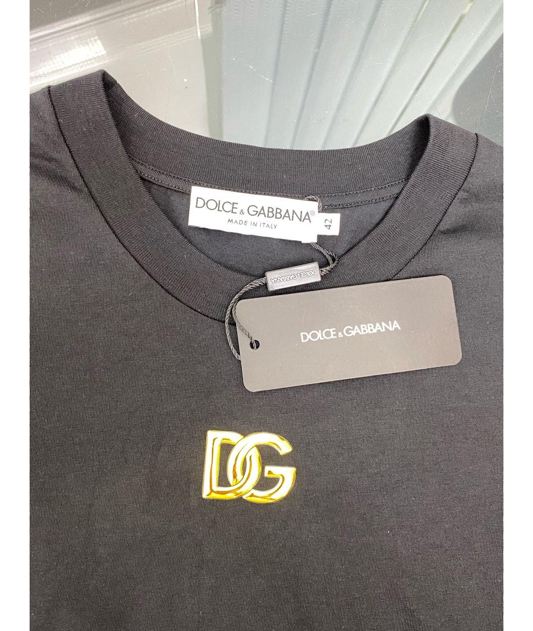 DOLCE&GABBANA Черная хлопковая футболка, фото 3