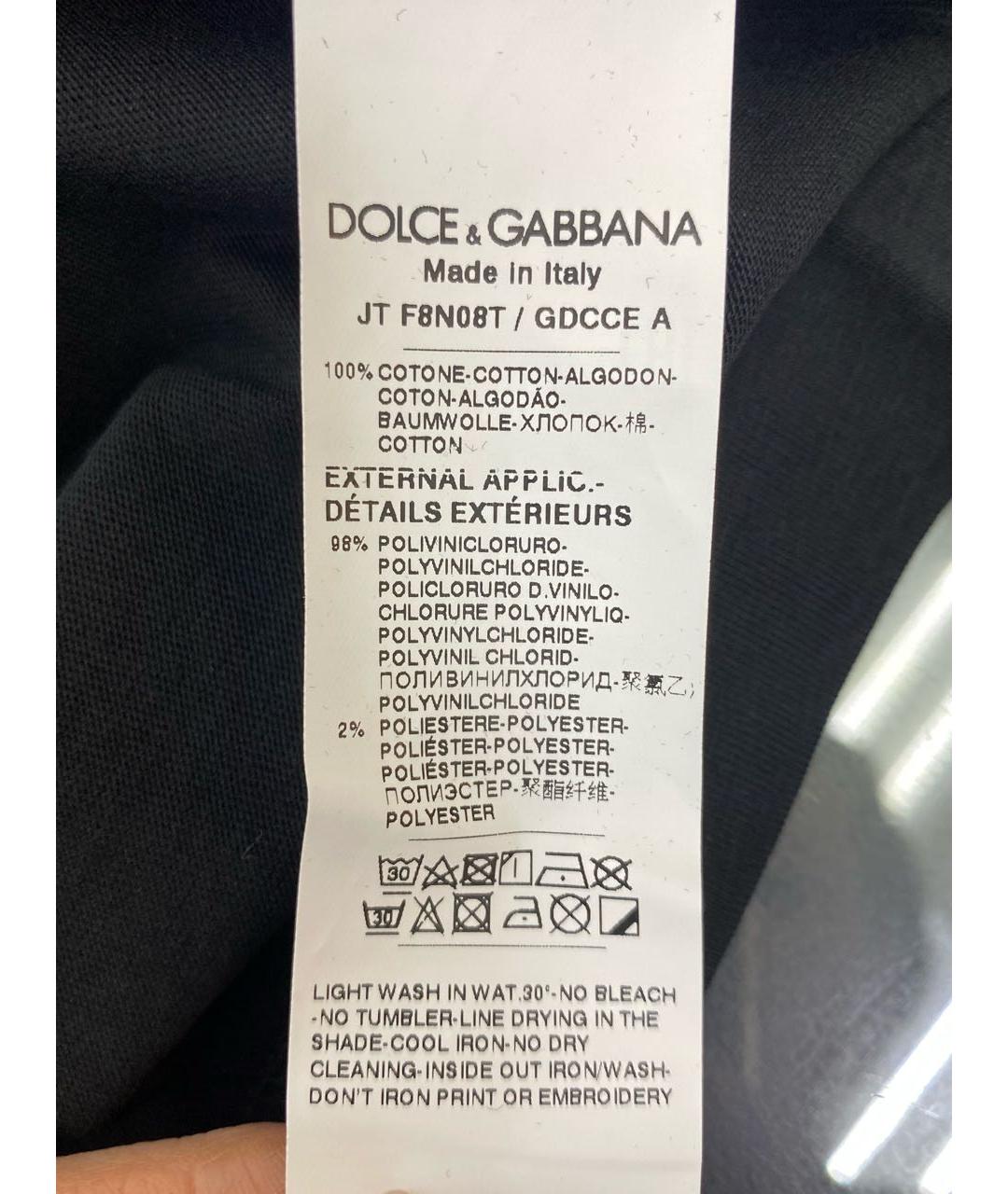 DOLCE&GABBANA Черная хлопковая футболка, фото 8