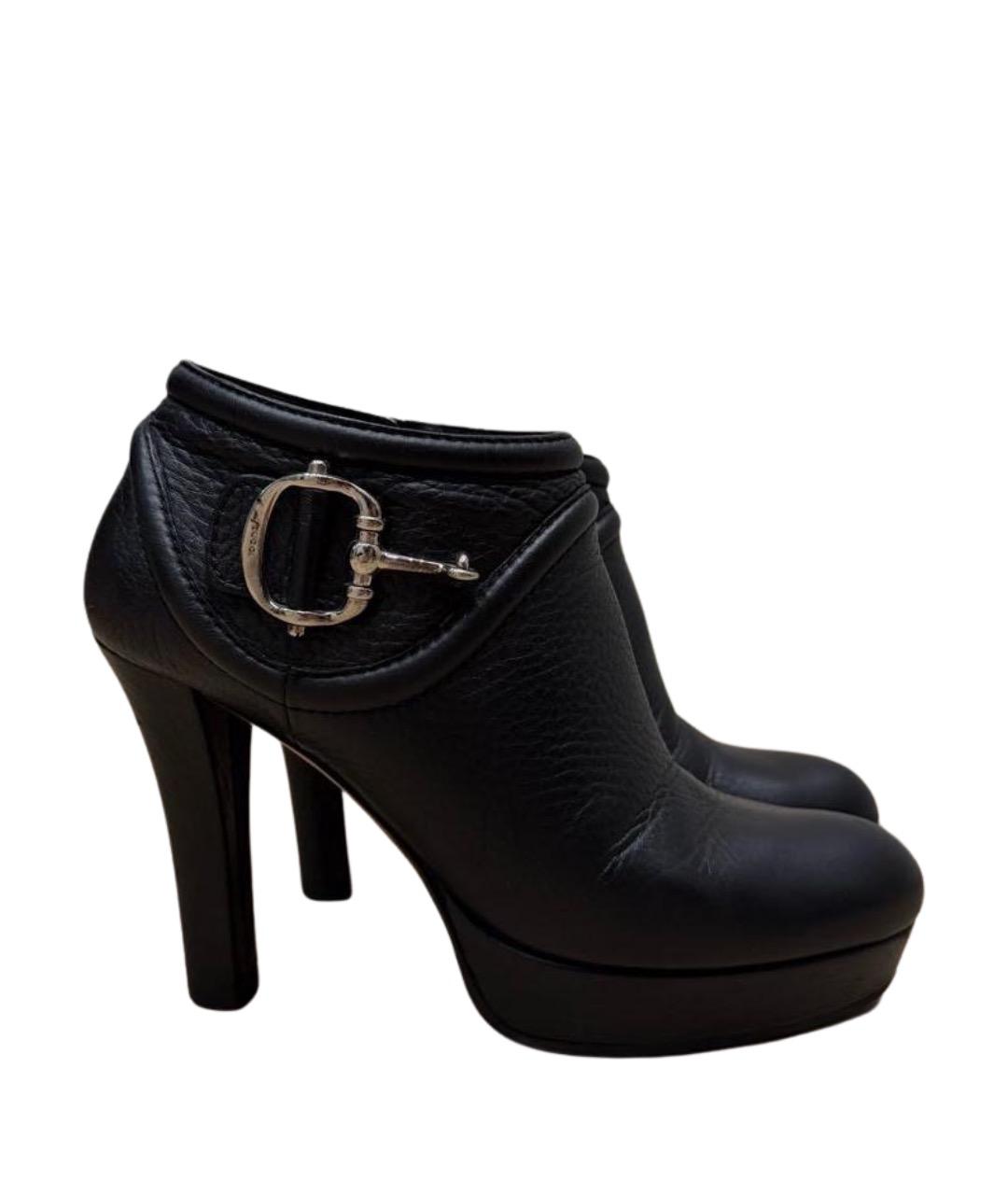 GUCCI Черные кожаные ботильоны, фото 1