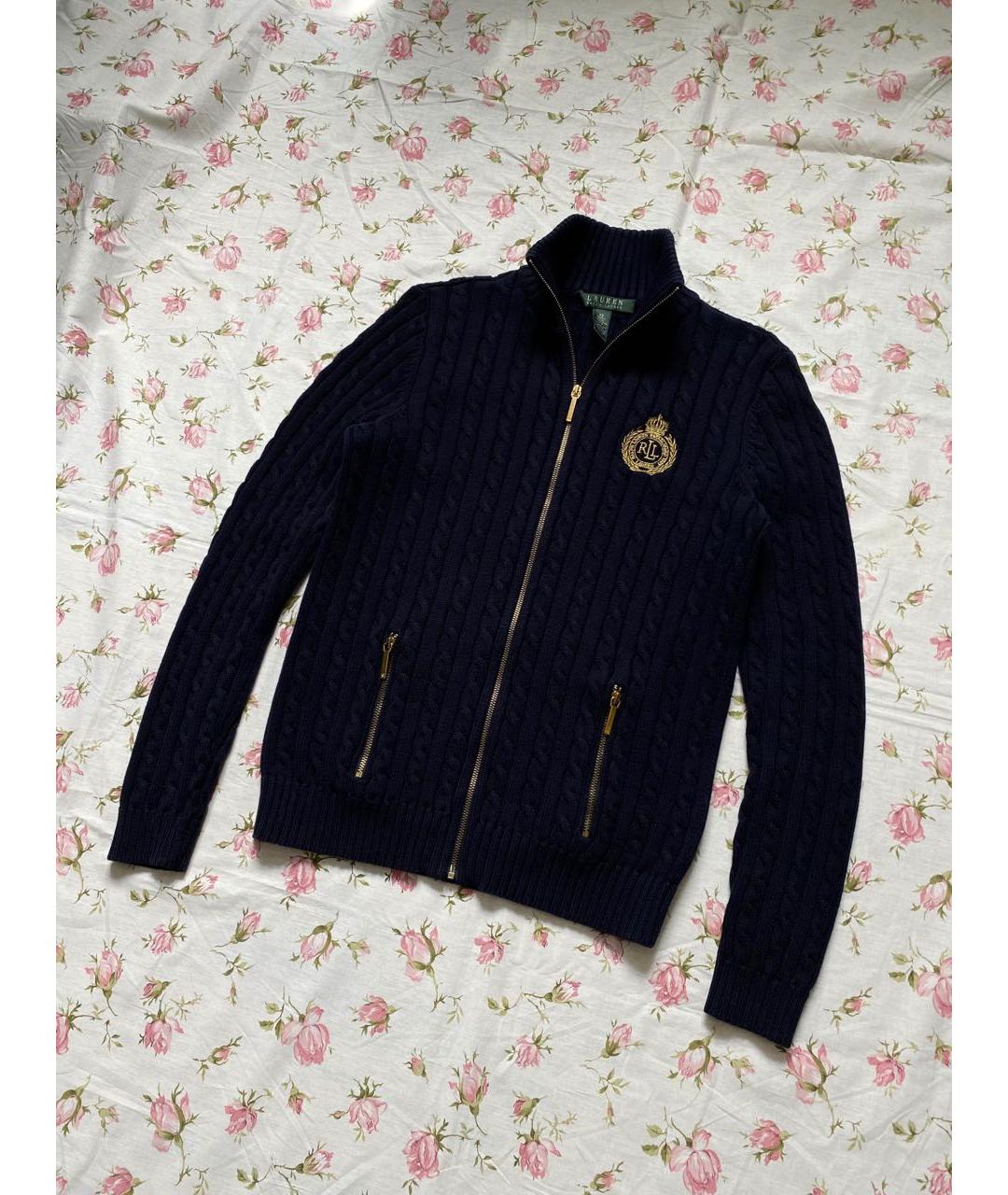 RALPH LAUREN Темно-синий хлопковый джемпер / свитер, фото 2