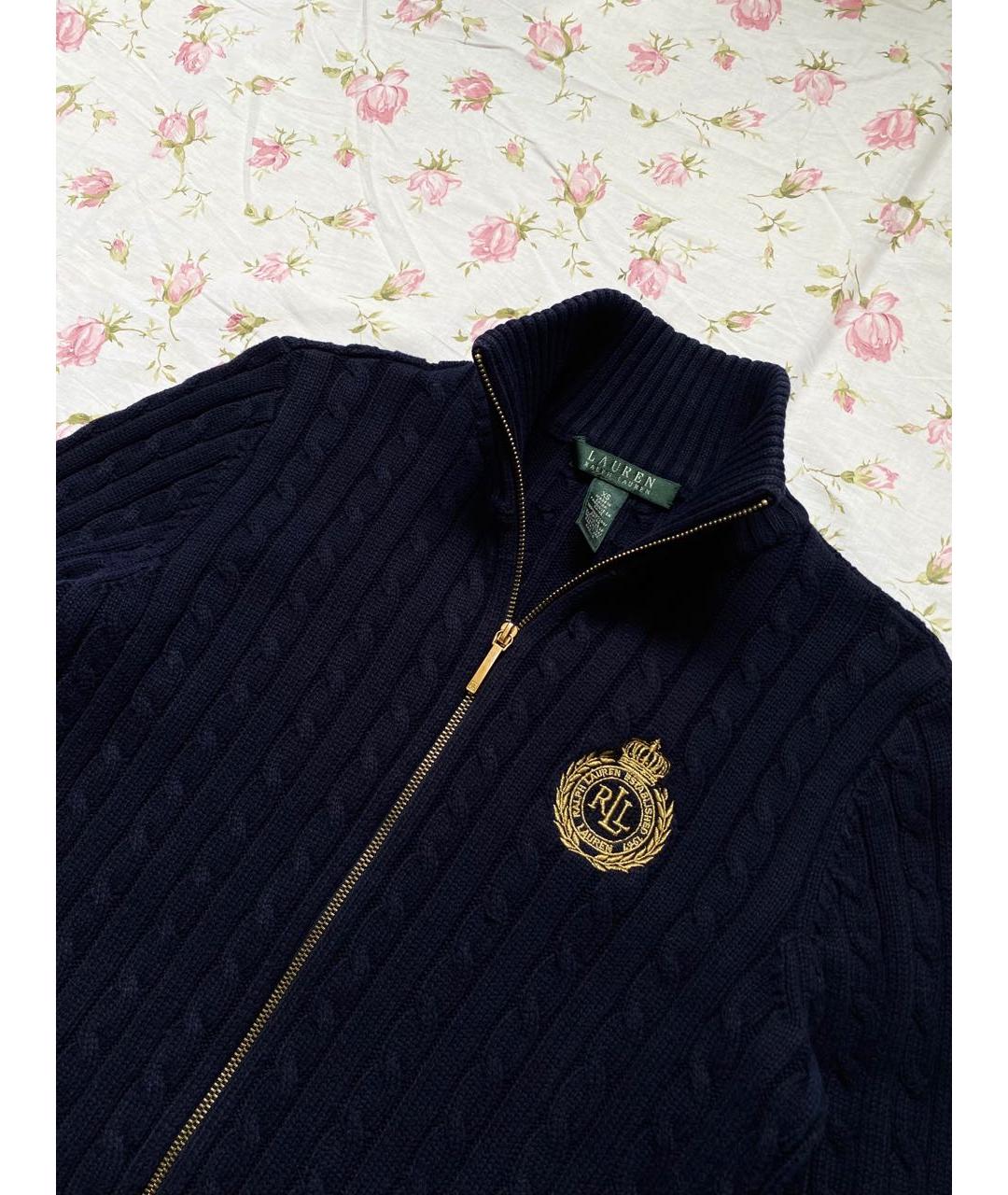 RALPH LAUREN Темно-синий хлопковый джемпер / свитер, фото 4