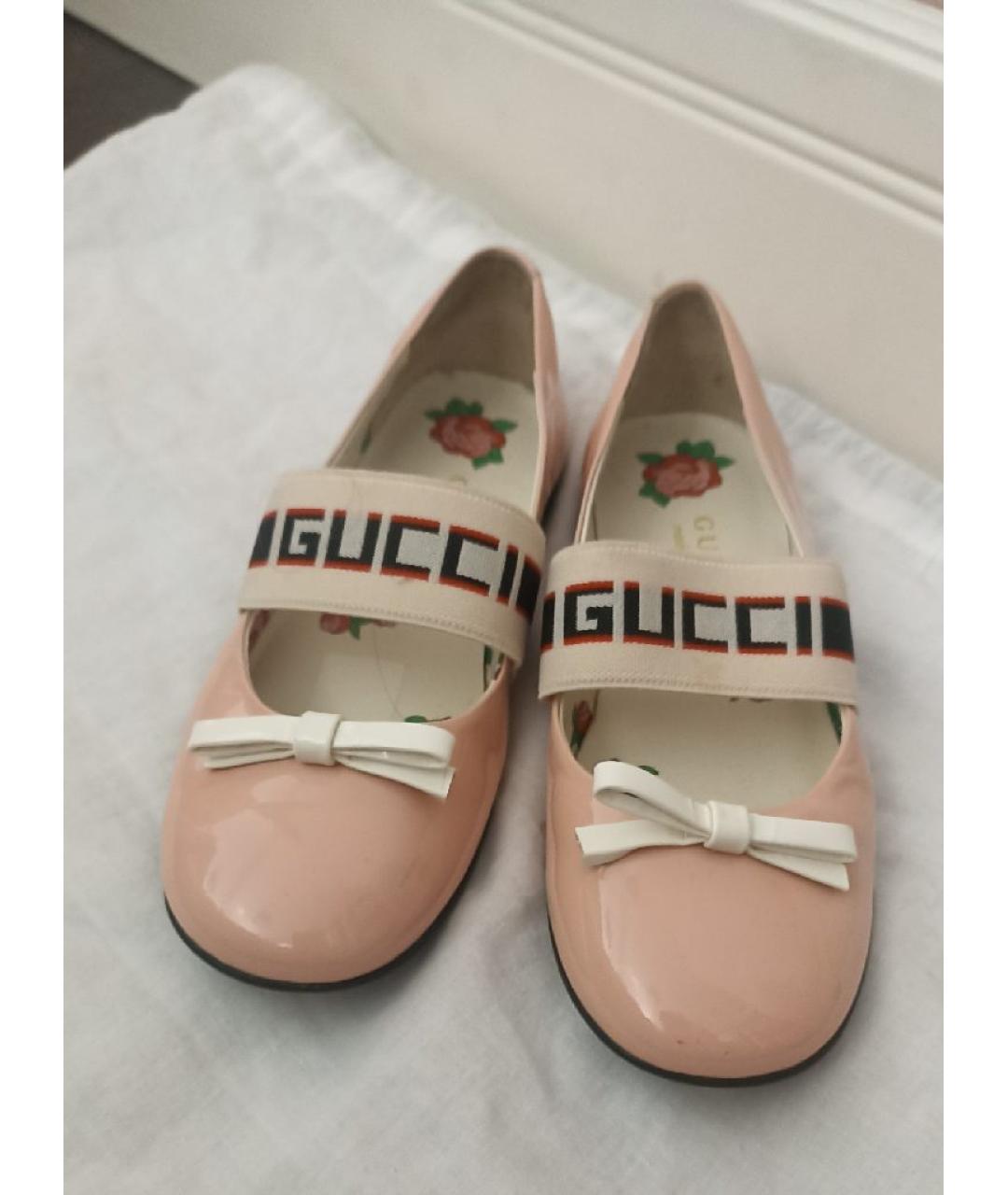 GUCCI Розовые балетки из лакированной кожи, фото 2