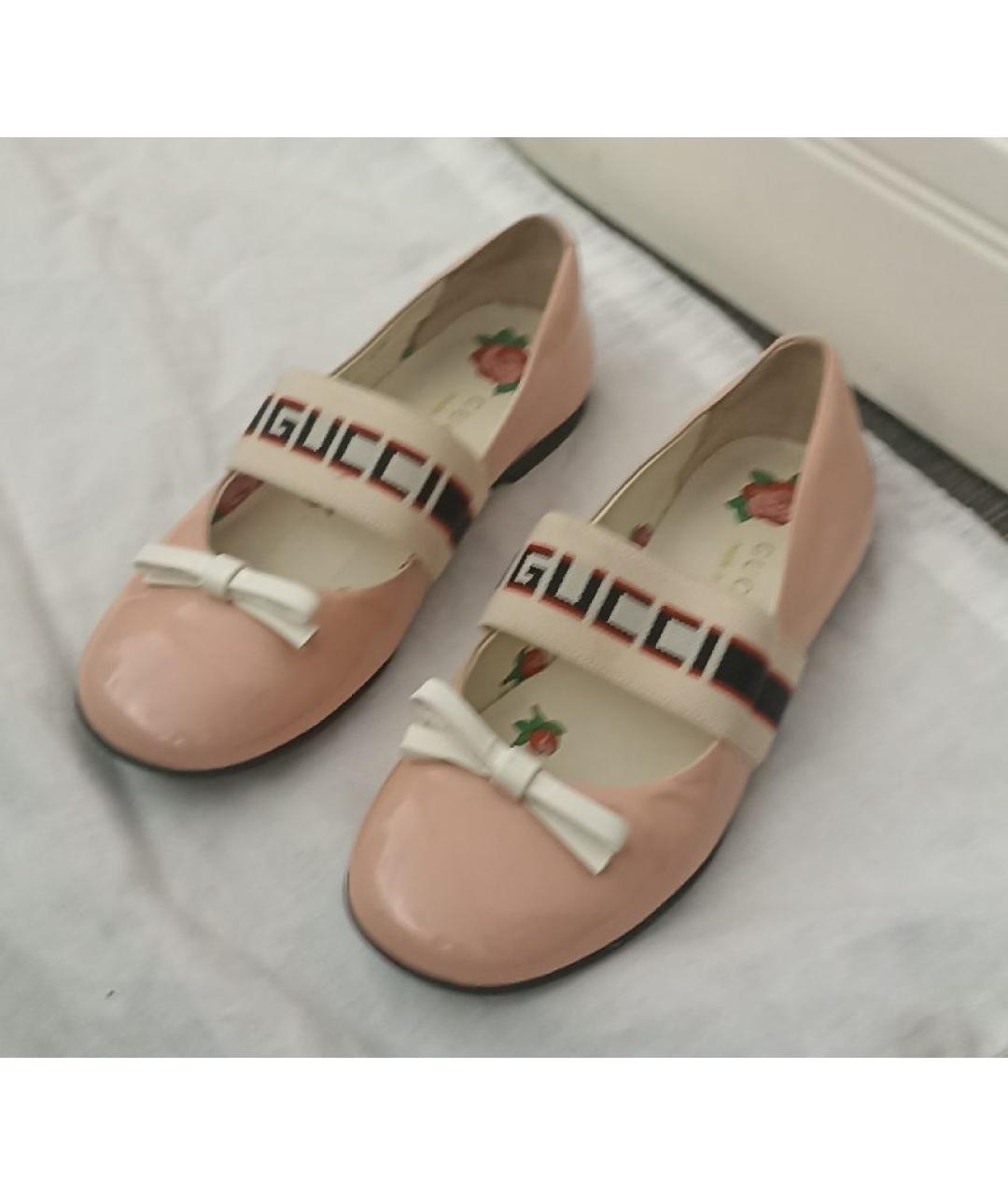 GUCCI Розовые балетки из лакированной кожи, фото 4