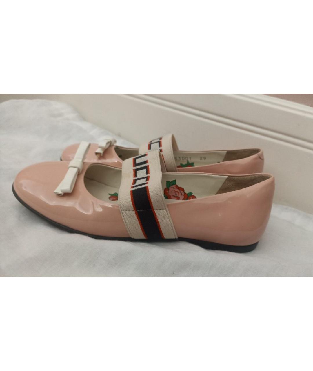 GUCCI Розовые балетки из лакированной кожи, фото 5